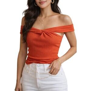 Anthropologie Maeve Coral Off-the-Shoulder Strappy Top Large